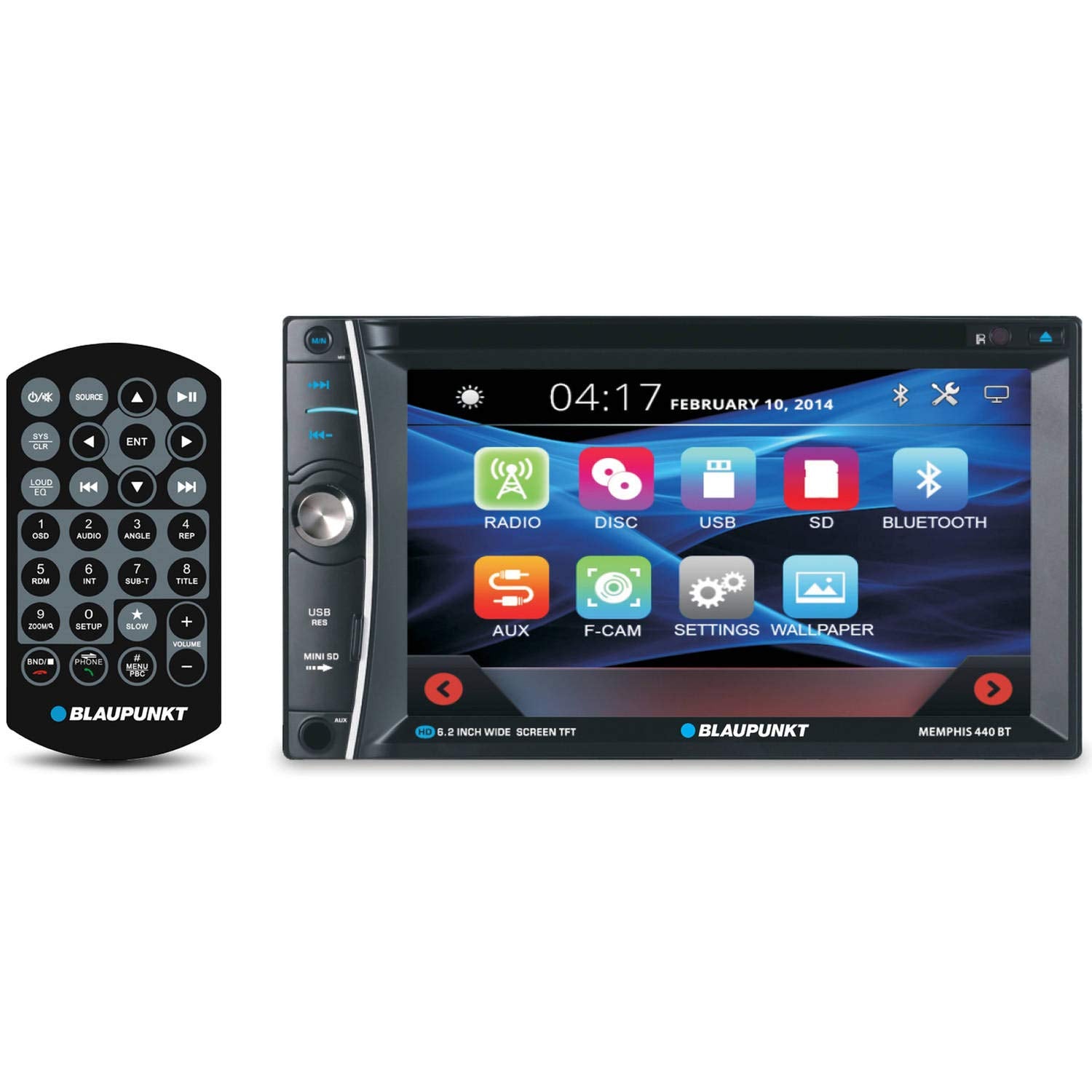 Blaupunkt MEMPHIS440BT - 6.2 in. Double-DIN In-Dash DVD Receiver with Bluetooth Blaupunkt MEMPHIS440BT - 6.2 in. Double-DIN In-Dash DVD Receiver with Bluetooth